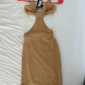 Tan cut out body con dress